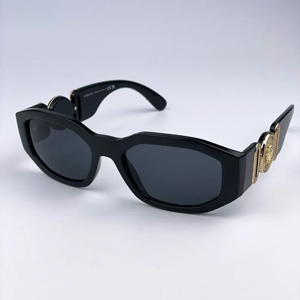 NEW Versace VE4361 GB1/87 Medusa Biggie Black Gray Oval Unisex Sunglasses
